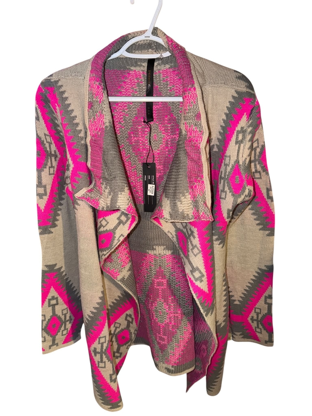 Renee C. Open-Front Aztec Knit Poncho M/L